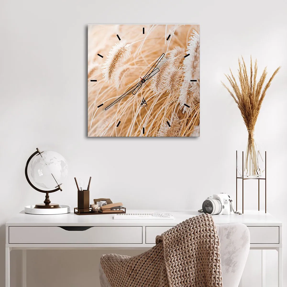 Vægur, Uret - Gyldent susen af græsser - 40x40 cm