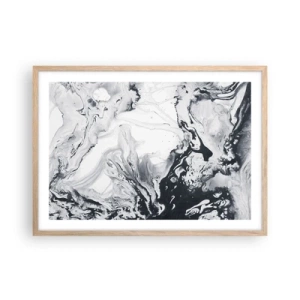 Plakat i ramme af lyst egetræ - Jordens indre - 70x50 cm