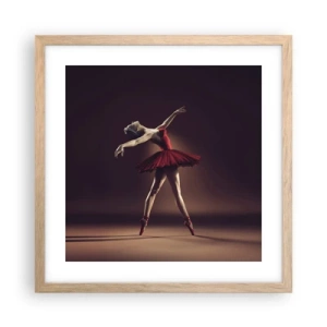 Plakat i ramme af lyst egetræ - Prima ballerina - 40x40 cm