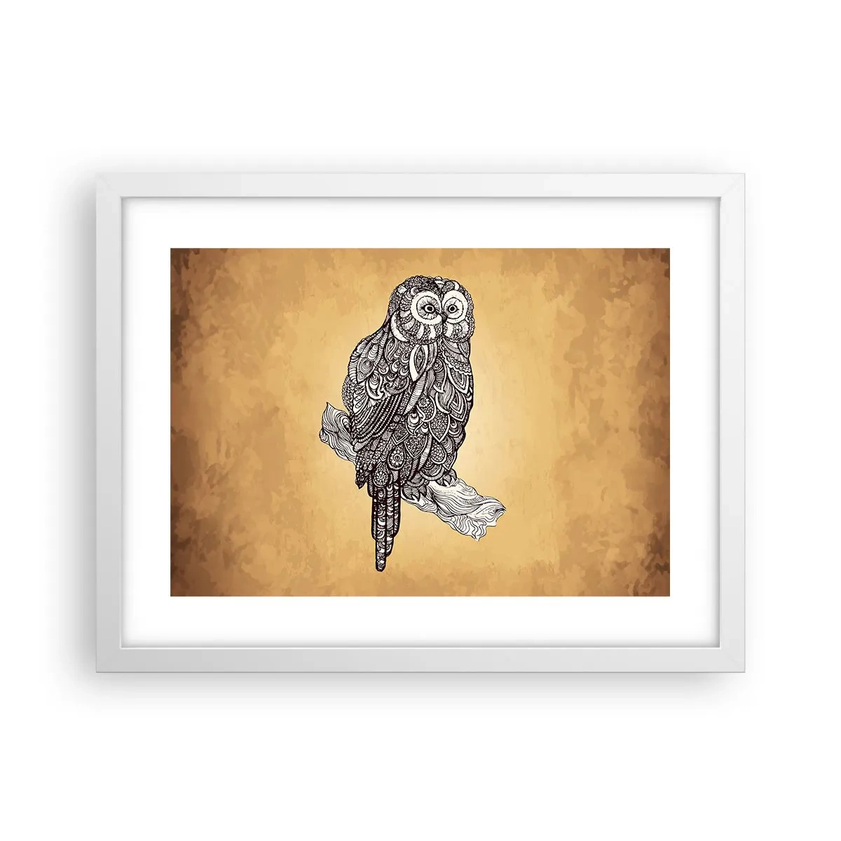 Plakat i hvid ramme - Indviklede ornamenter af visdom - 40x30 cm