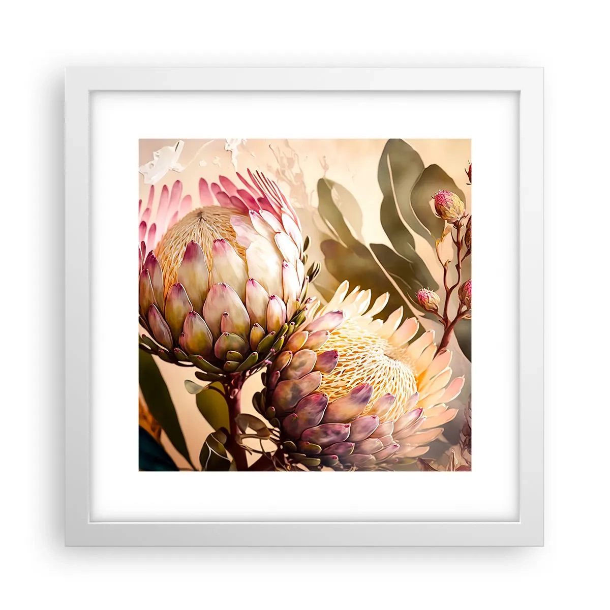 Plakat i hvid ramme - Ømt omfavnet - 30x30 cm