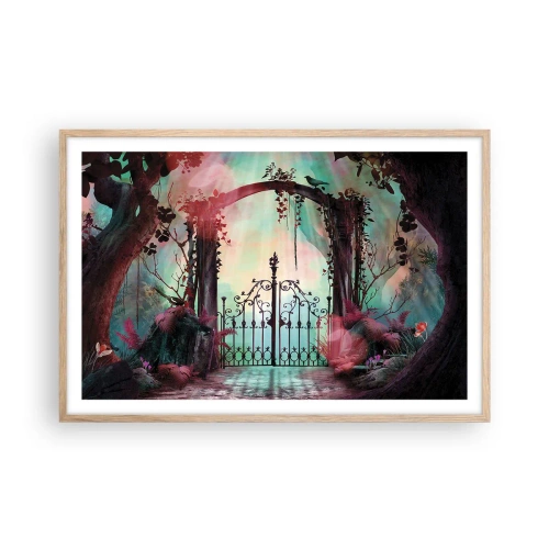 Plakat i ramme af lyst egetræ - Hemmelig have - 91x61 cm