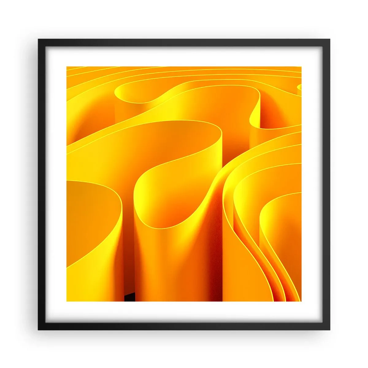 Plakat i sort ramme - Som solens bølger - 50x50 cm