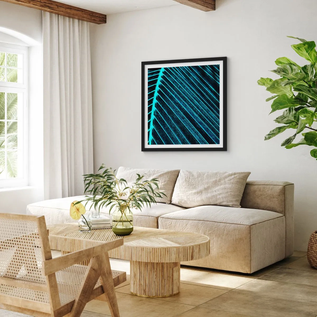 Plakat i sort ramme - Tekstur af grønt - 40x40 cm