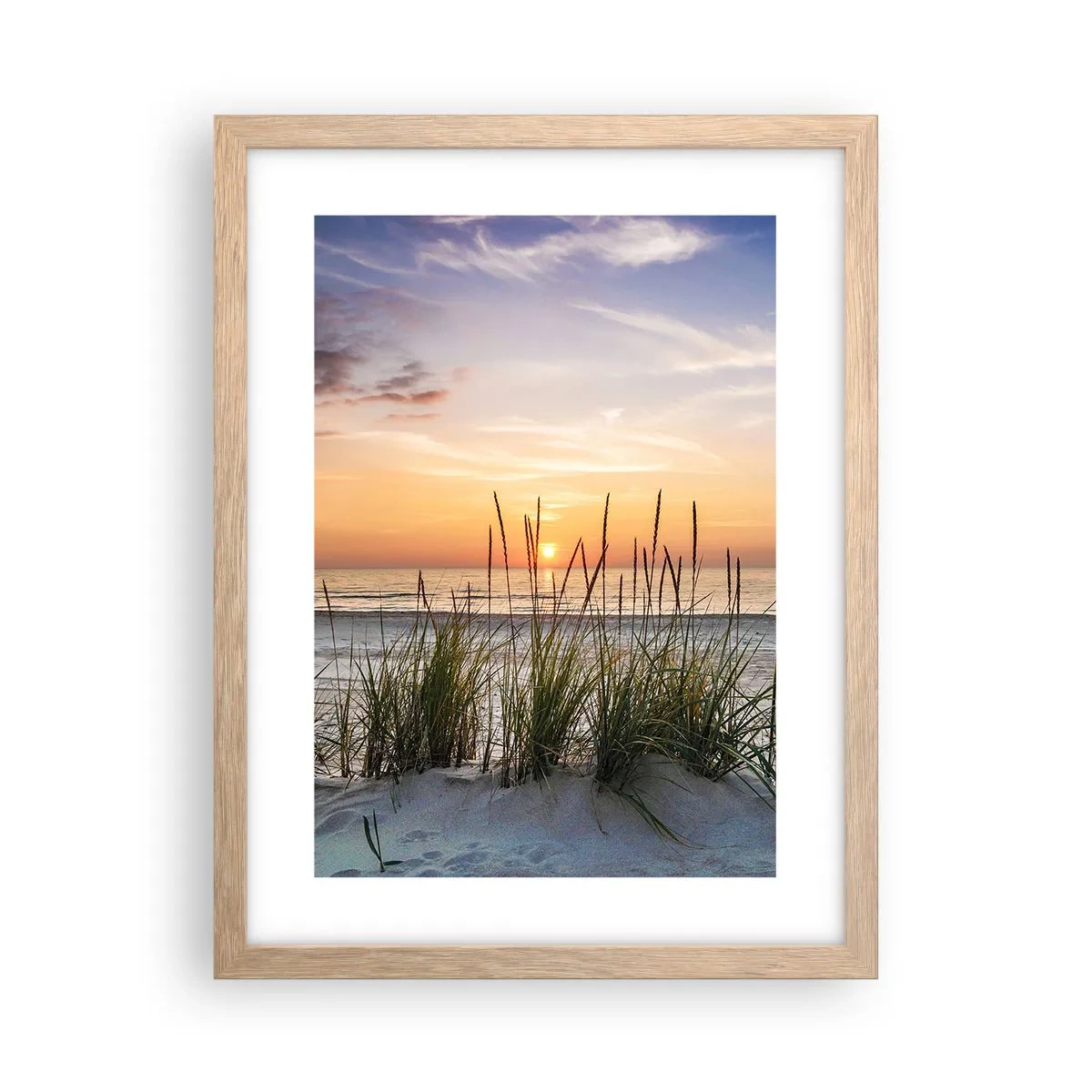 Plakat i ramme af lyst egetræ - Se, tænk, føl - 30x40 cm