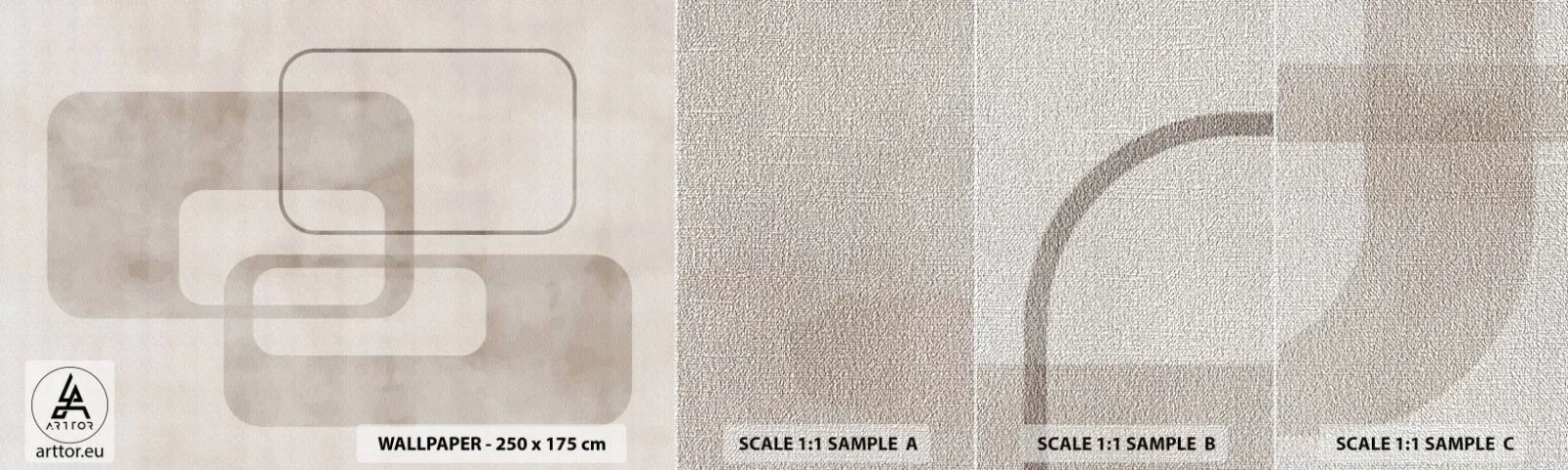 Prøve Fototapet Premium Canvas - Geometrisk fuga - Former, Minimalisme, Lyse - 100x30 cm