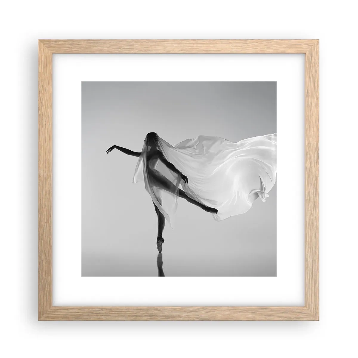 Plakat i ramme af lyst egetræ - Lethed og ynde - 30x30 cm