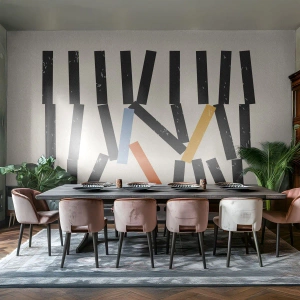 Fototapet Standard Eco - En grafisk komposition af rektangler, der ligner et dominomønster. - 100x70cm - Dominoer - komposition - Moderne vægdekoration til stue og soveværelse ARTTOR