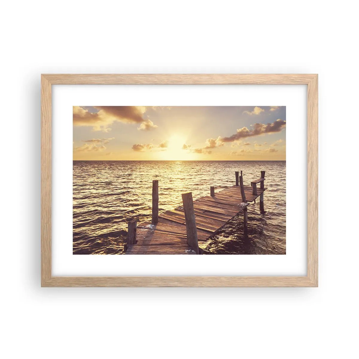Plakat i ramme af lyst egetræ - Gyldent land af blidhed - 40x30 cm