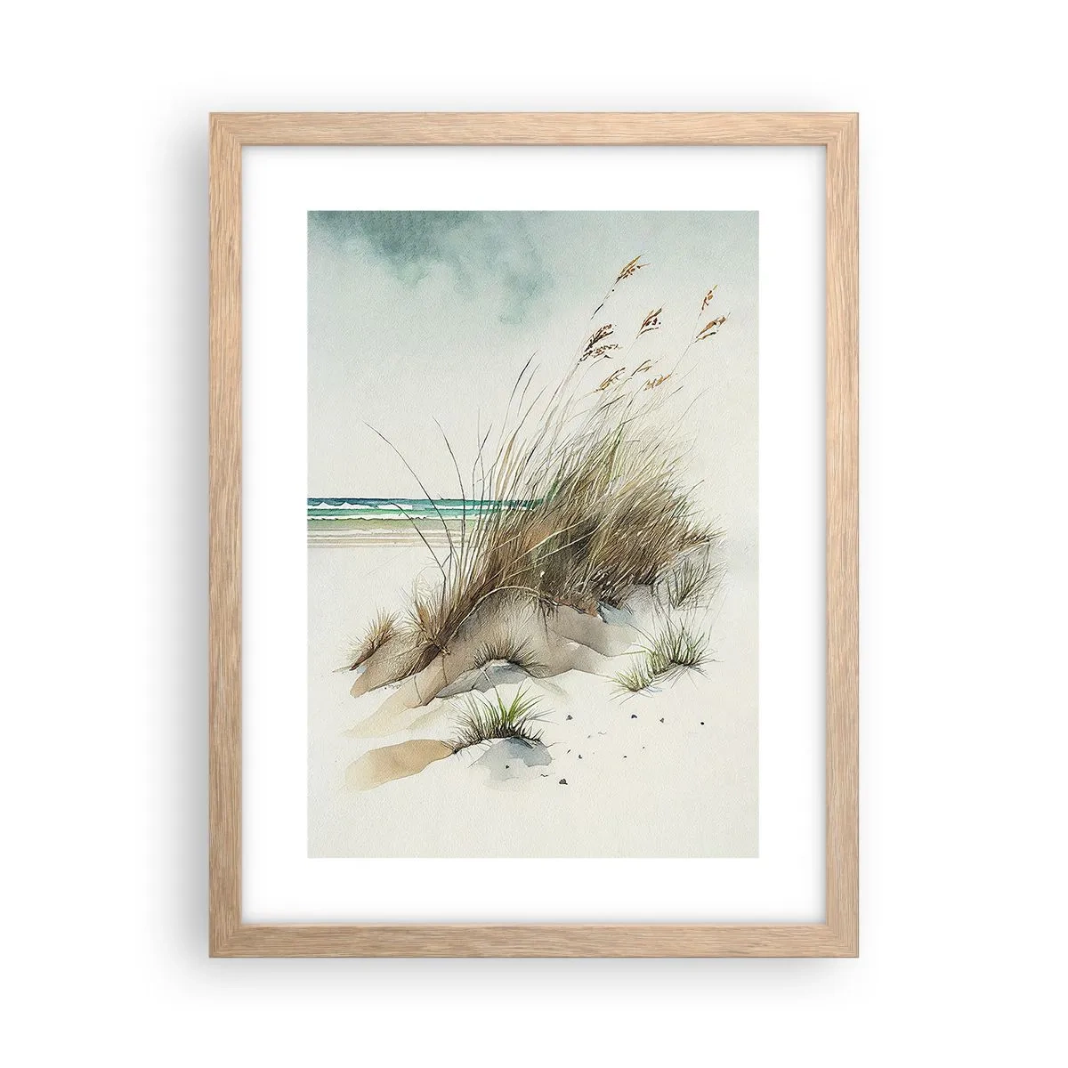 Plakat i ramme af lyst egetræ - Pakket ind i sand - 30x40 cm