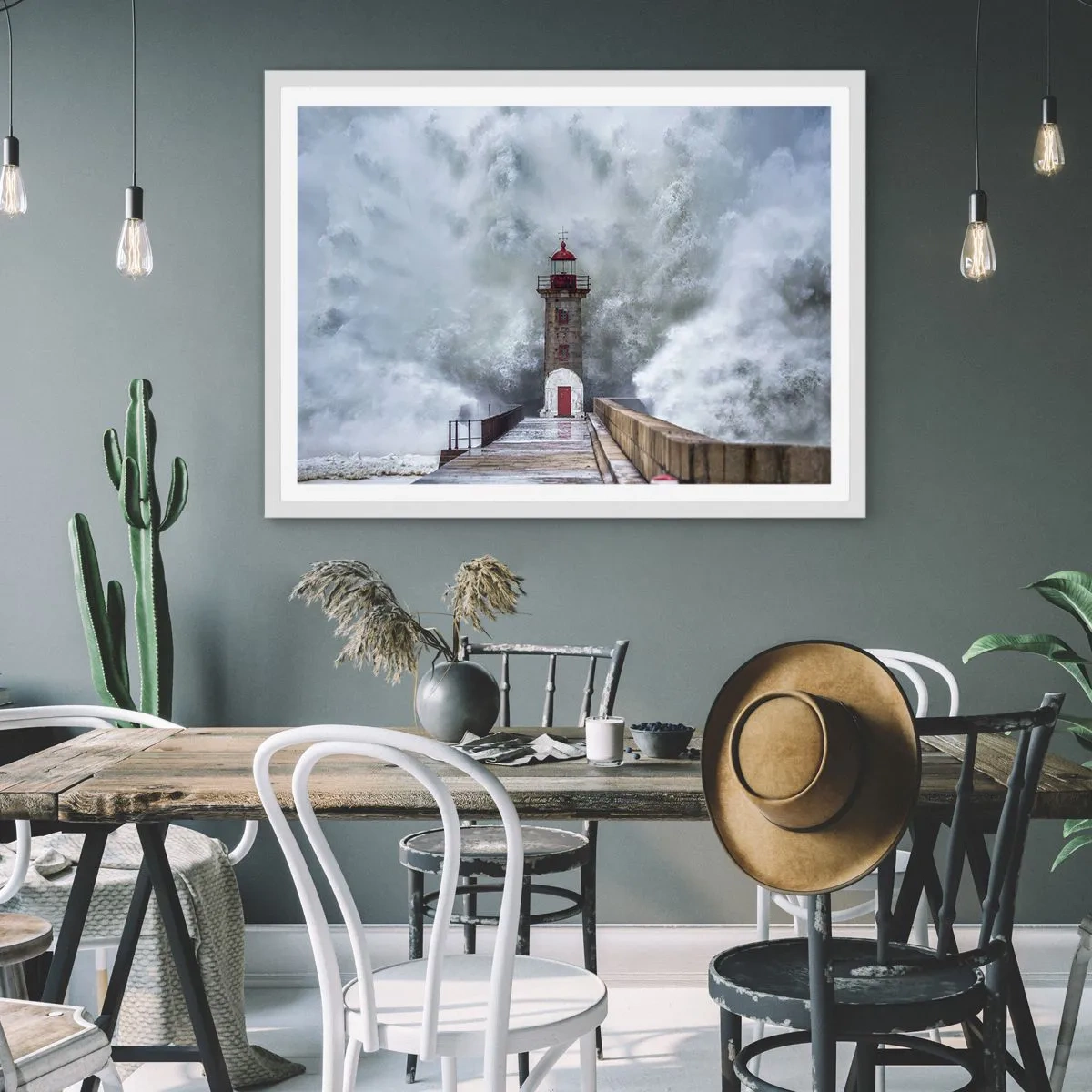 Plakat i hvid ramme - Vandets brusen, vindens susen, lyden af vinden - 50x40 cm