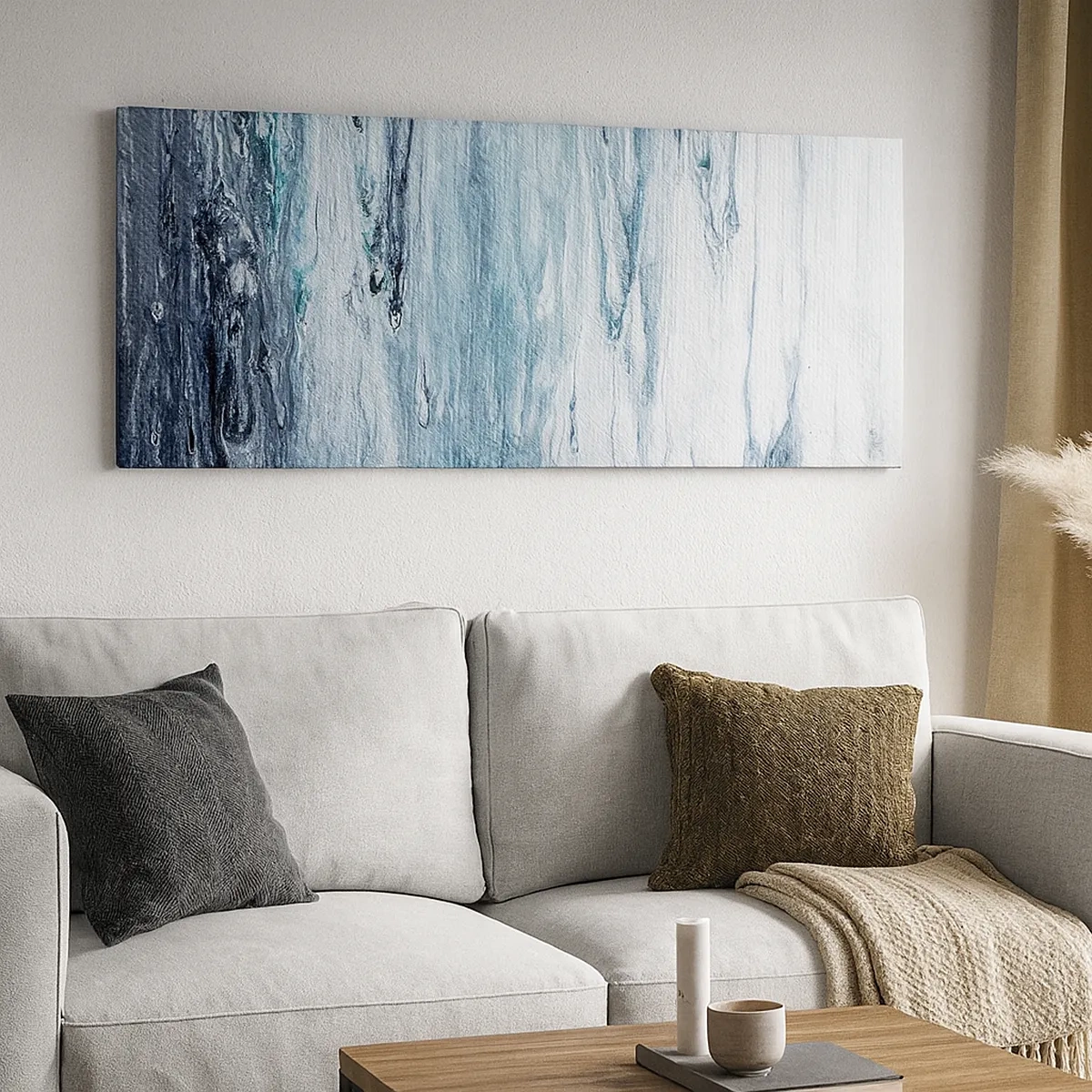 Lærredstryk - Billede på lærred - Blå istapper - 30x30 cm