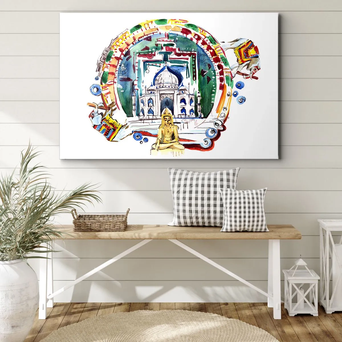 Lærredstryk - Billede på lærred - Hinduisk balance i verden - 120x80 cm