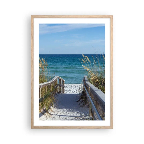 Plakat i ramme af lyst egetræ - I solen, i vinden - 50x70 cm