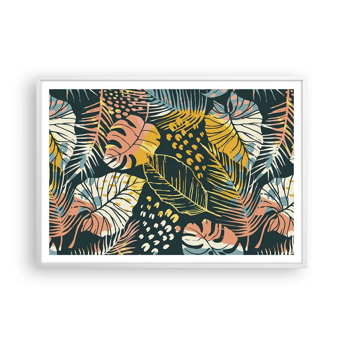 Plakat i hvid ramme - Løvrig fantasi - 100x70 cm