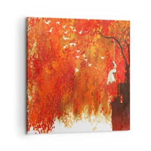 Lærredstryk - Billede på lærred - Vil han flyve med dem? - 50x50 cm