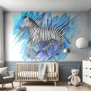 Fototapet Selvklæbende Deluxe Sticker - Skjult i striberne - Dyr, Ribben, Afrika - 400x280 cm
