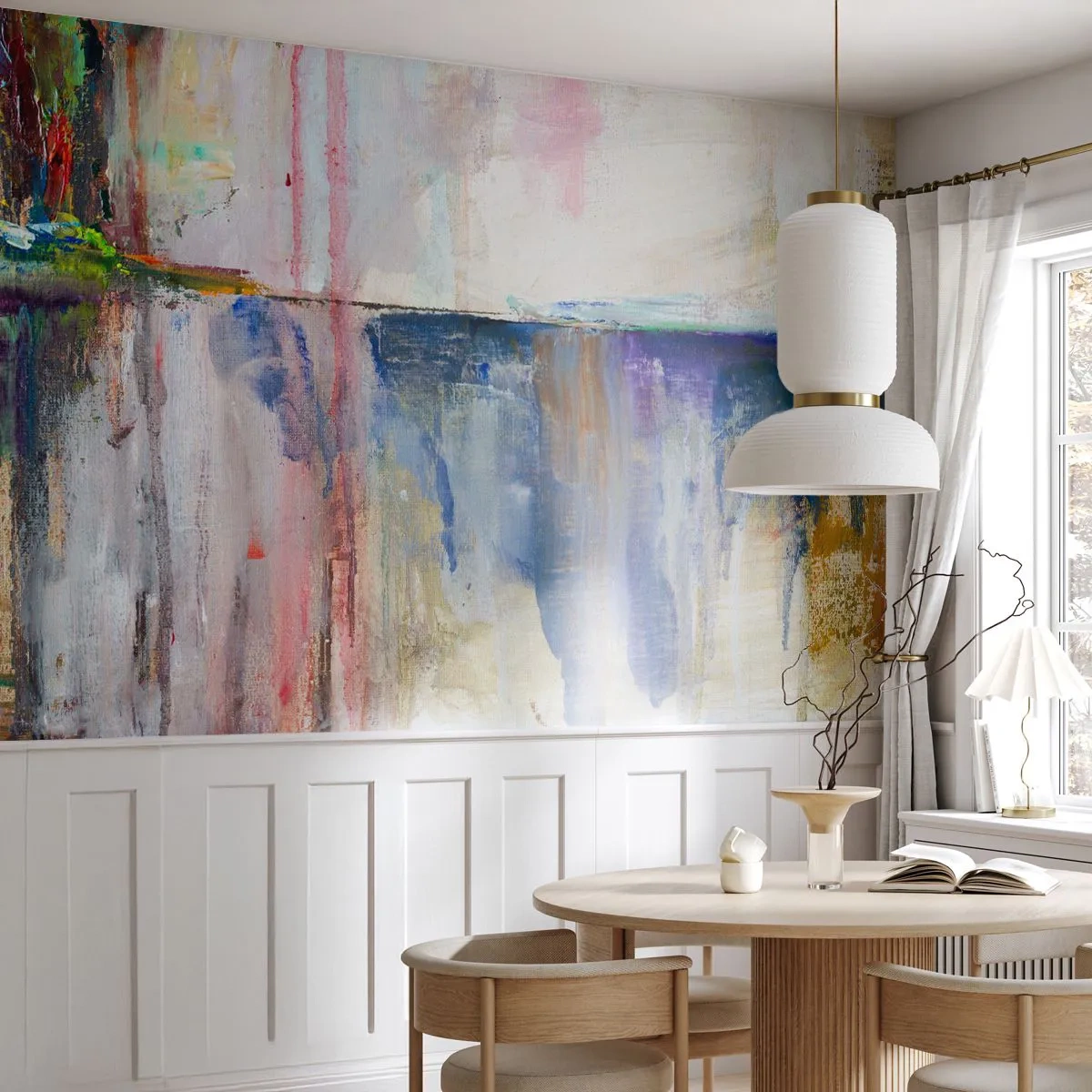 Fototapet Premium Canvas - Farverige indtryk og associationer - Abstraktion, Stykke, Maleri - 250x175 cm