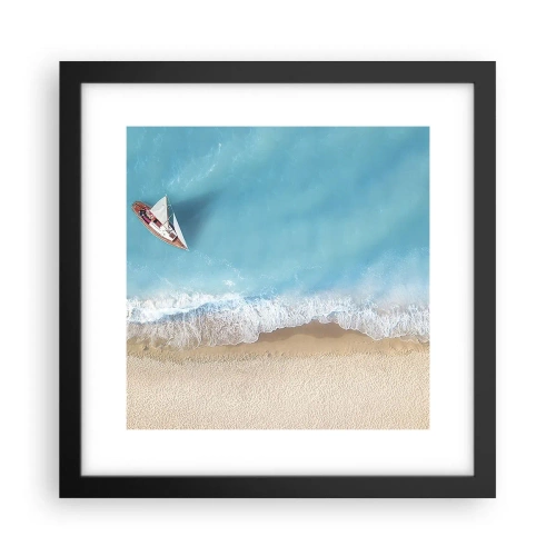 Plakat i sort ramme - På grænsen mellem blå og guld - 30x30 cm