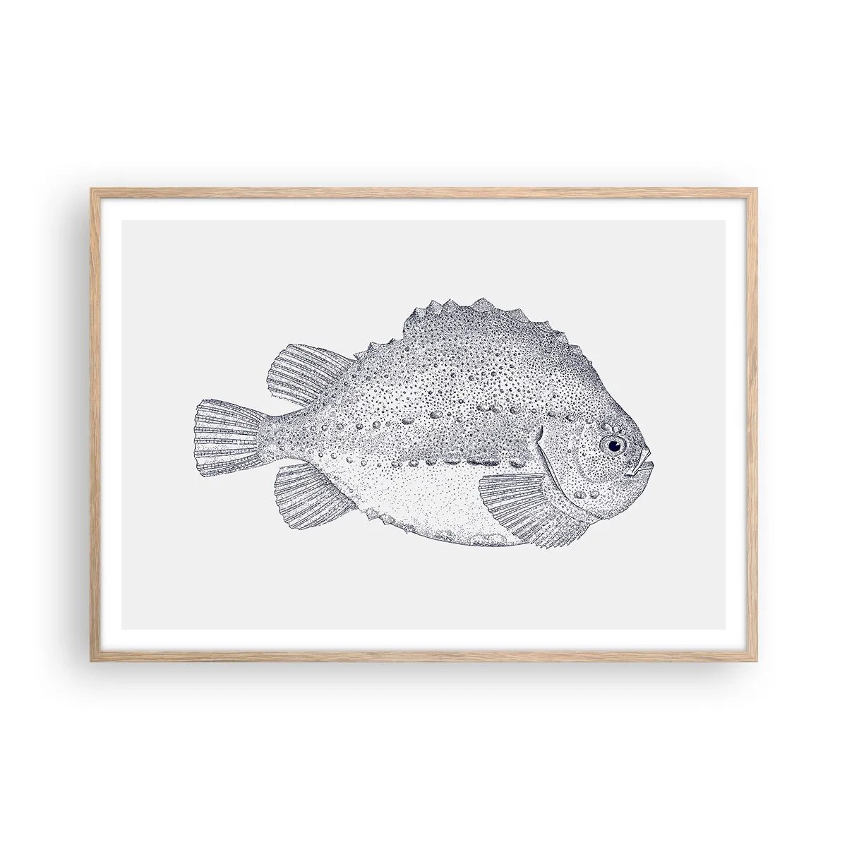 Plakat i ramme af lyst egetræ - Til naturforskerens album - 100x70 cm