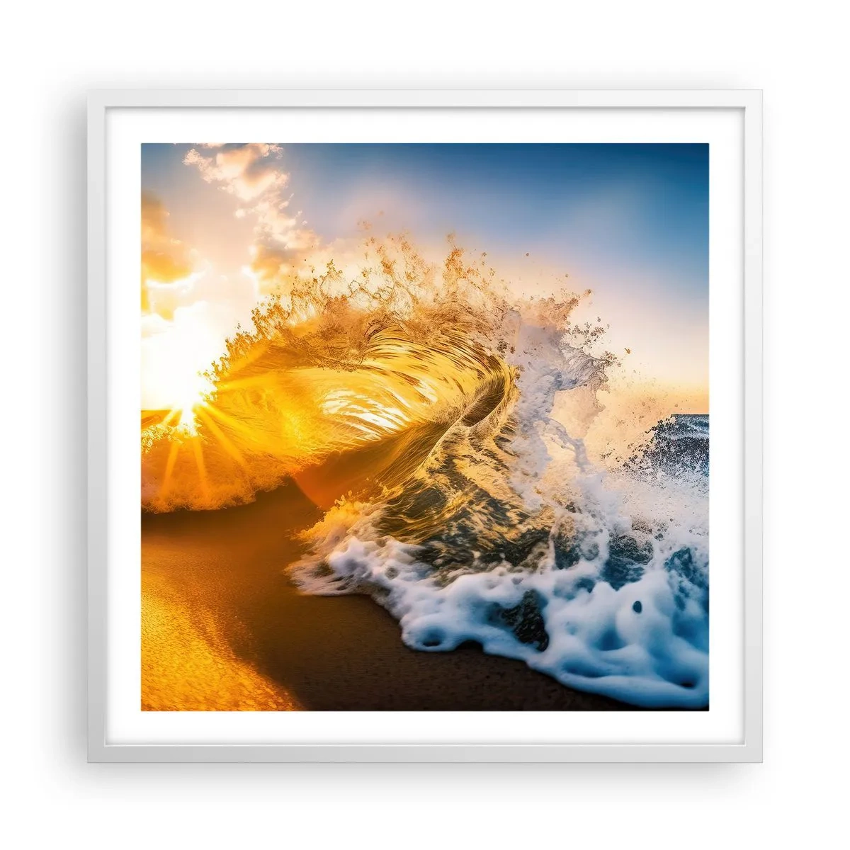 Plakat i hvid ramme - Leg på sandet - 60x60 cm