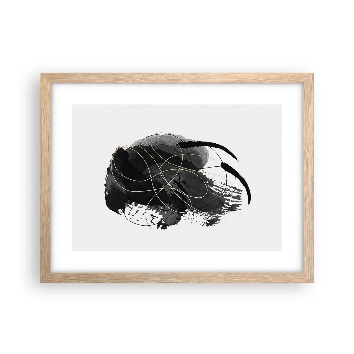 Plakat i ramme af lyst egetræ - Kom frem fra det sorte - 40x30 cm