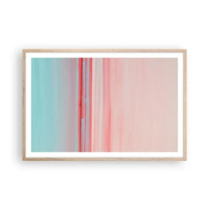 Plakat i ramme af lyst egetræ - Abstraktion ved daggry - 91x61 cm