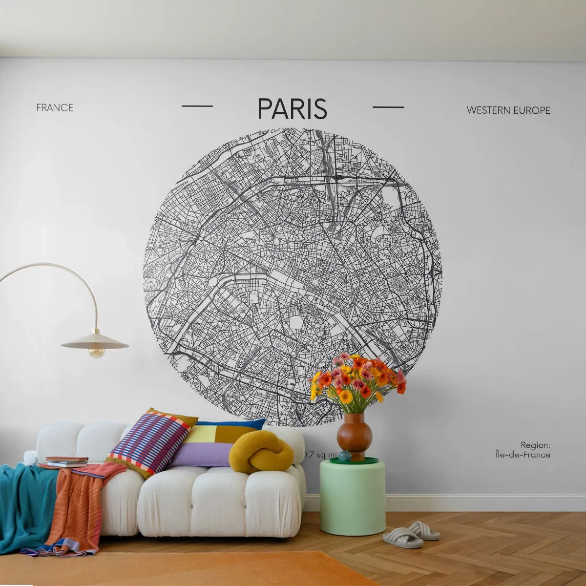 Fototapet Premium Sand - Paris' anatomi - Kort, Paris, Frankrig - 100x70 cm