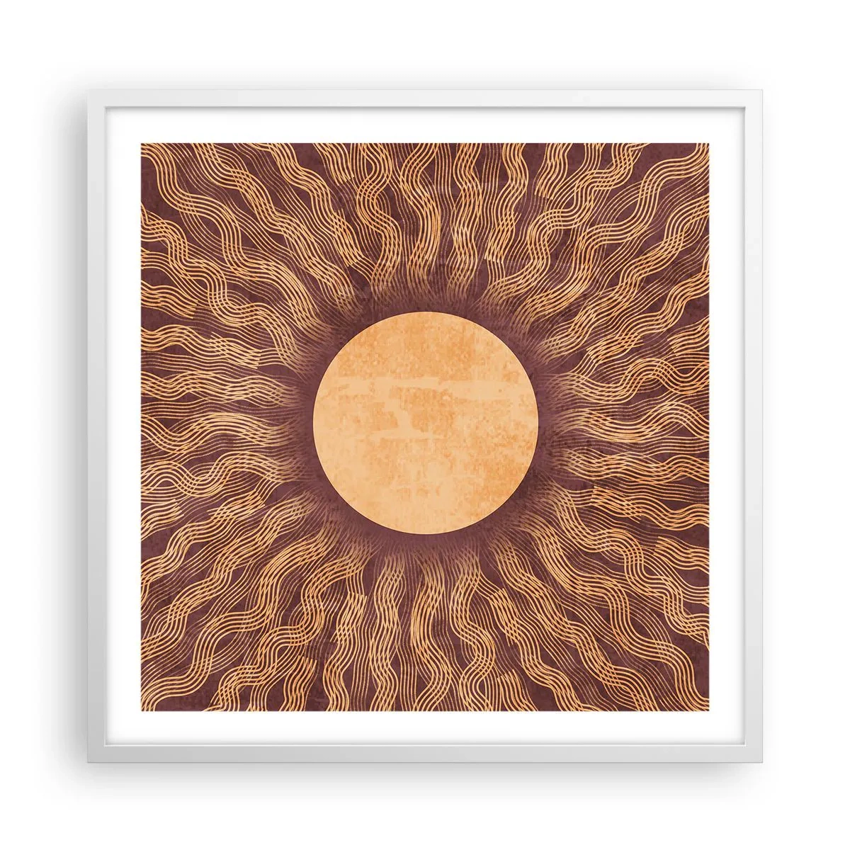 Plakat i hvid ramme - Ikon for solen - 60x60 cm