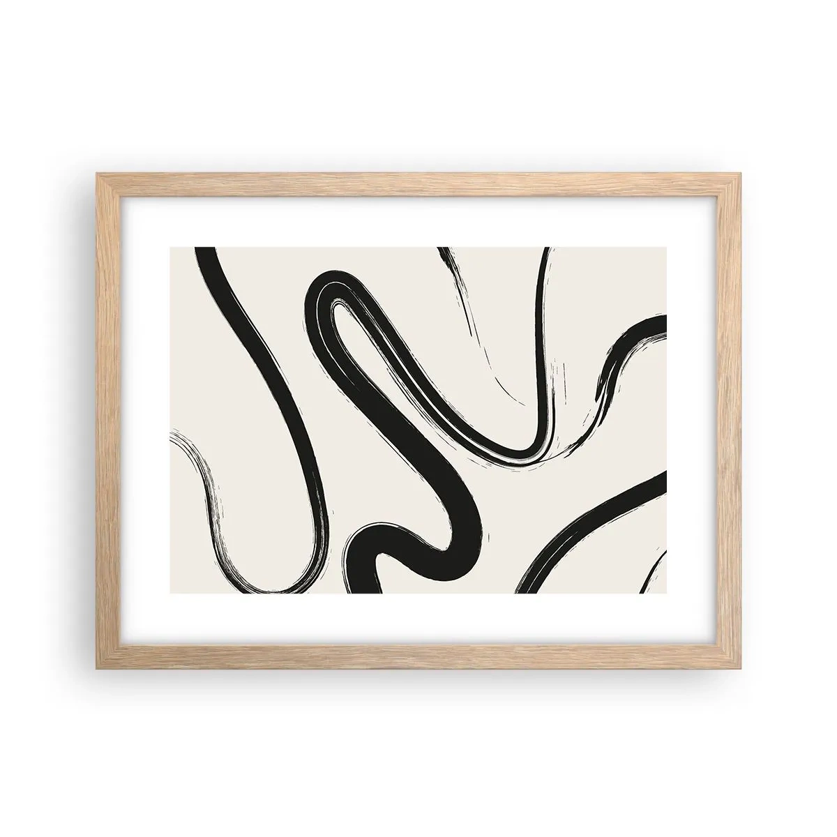 Plakat i ramme af lyst egetræ - Sort og hvid fantasifuldhed - 40x30 cm