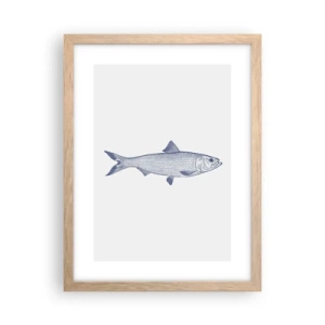 Plakat i ramme af lyst egetræ - Hilsner fra de nordlige have - 30x40 cm