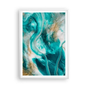 Plakat i hvid ramme - Flod af guld - 70x100 cm