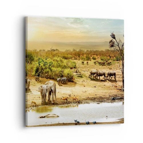 Lærredstryk - Billede på lærred - "Og ud af Eden flød en flod...". - 40x40 cm