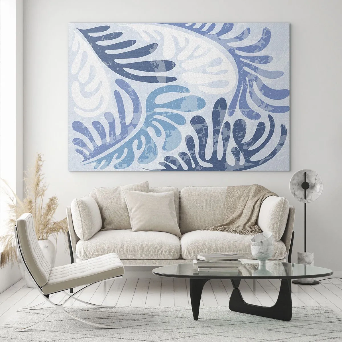 Billede på glas - Blå bregner - 120x80 cm