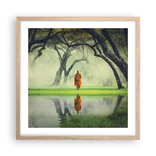 Plakat i ramme af lyst egetræ - På vej mod oplysning - 50x50 cm