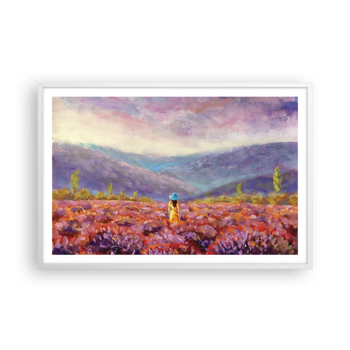 Plakat i hvid ramme - I en verden af lavendel - 91x61 cm