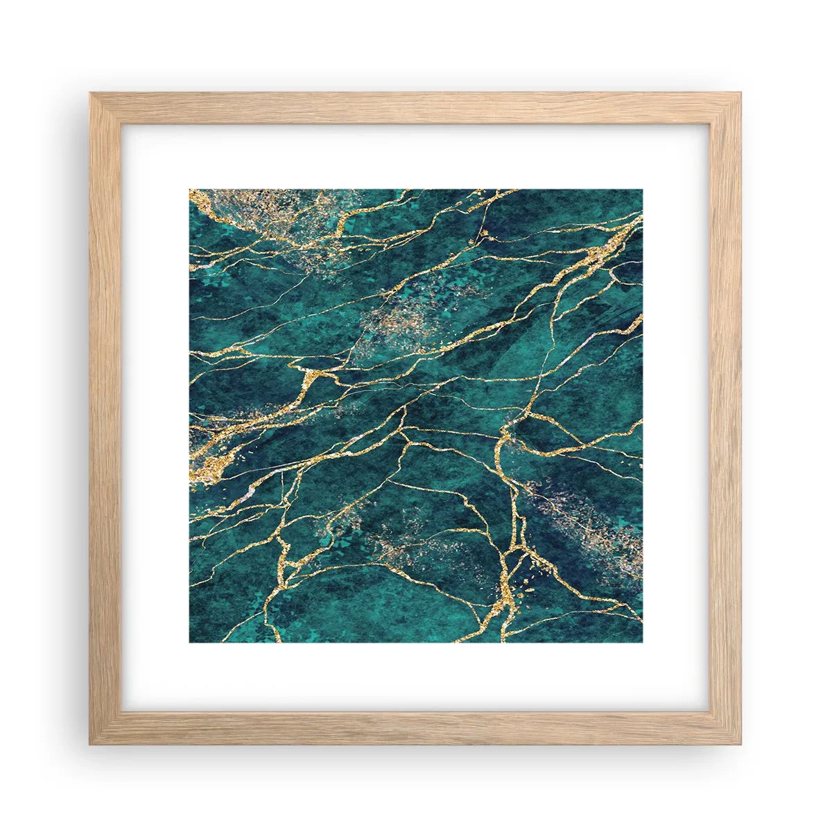 Plakat i ramme af lyst egetræ - Guldåre - 30x30 cm