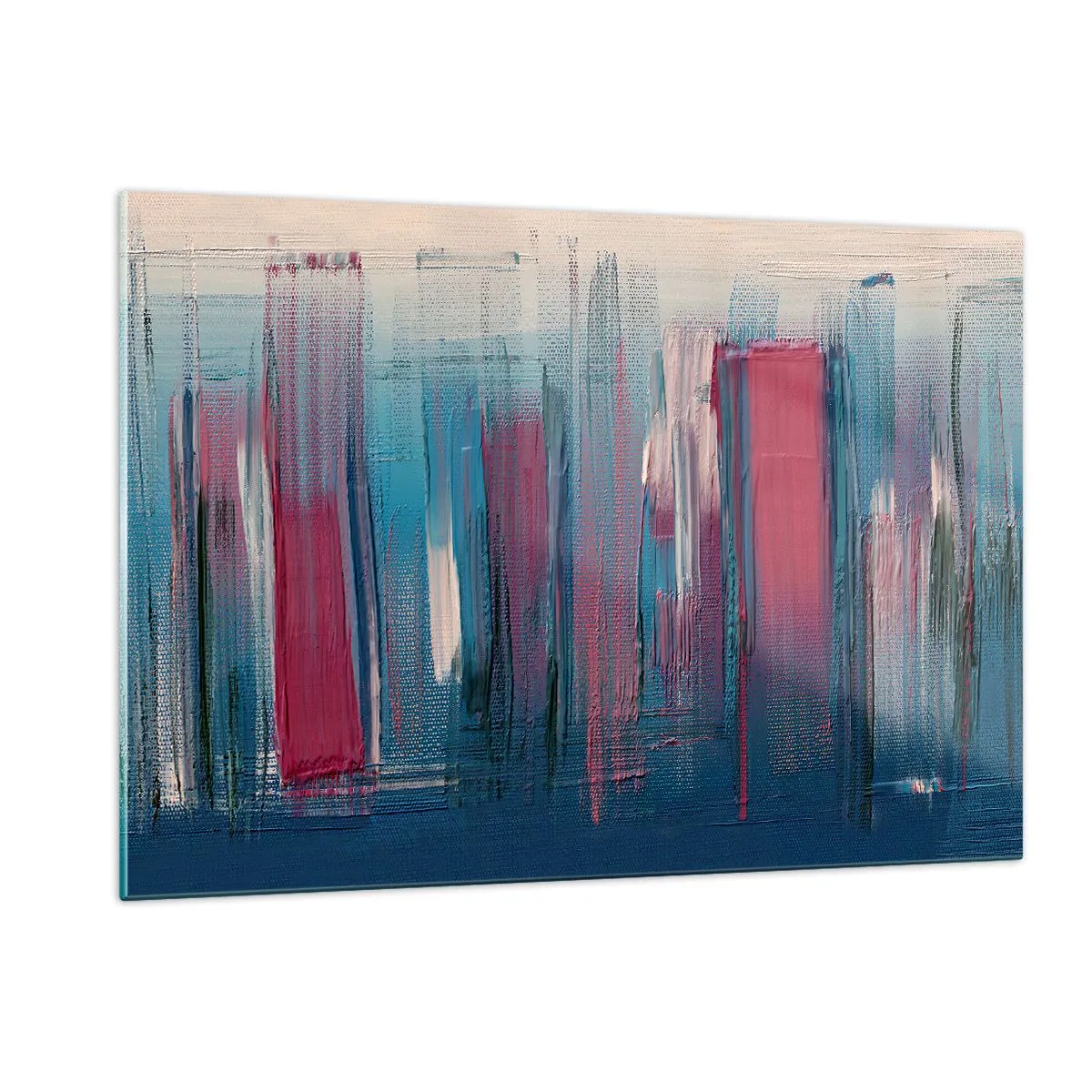Billede på glas - Lodret komposition i blåt og rødt - 120x80 cm