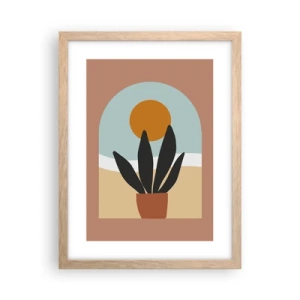 Plakat i ramme af lyst egetræ - Små glæder - 30x40 cm