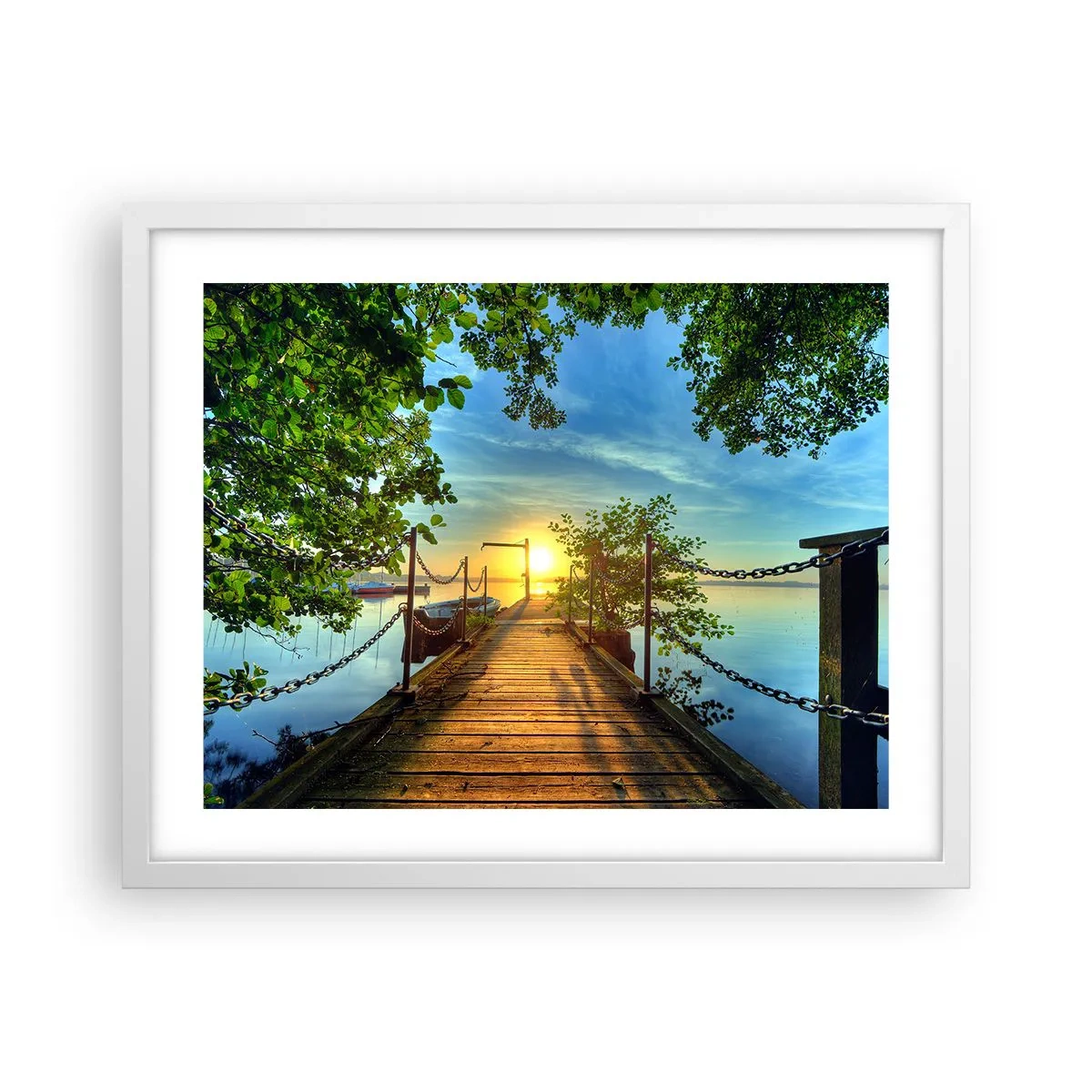 Plakat i hvid ramme - Mod vest ved vandet - 50x40 cm