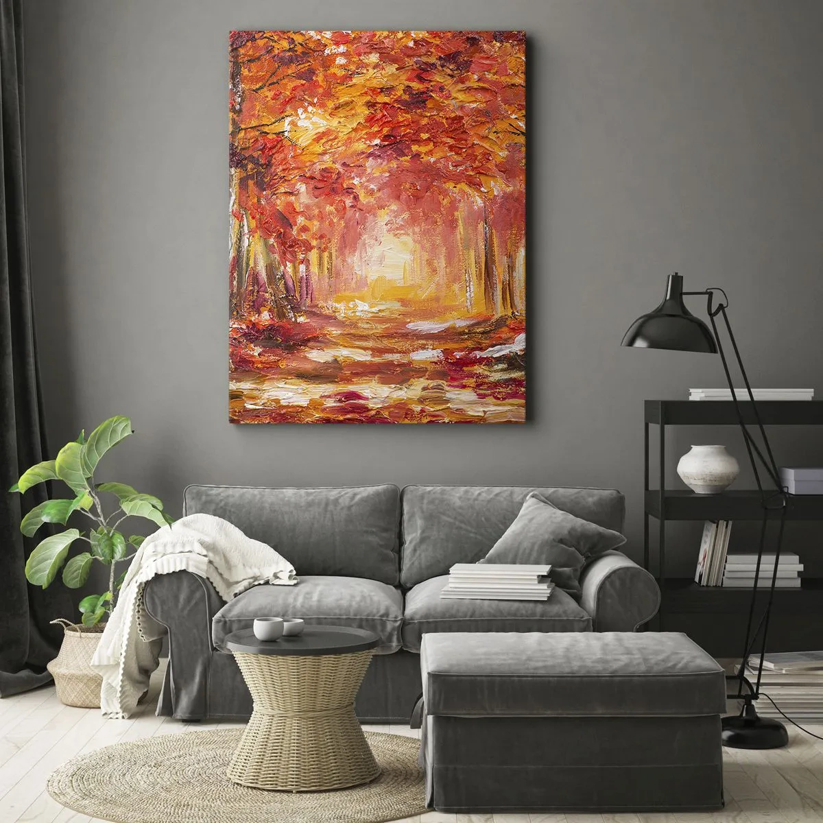 Lærredstryk - Billede på lærred - Kobberskov - 65x120 cm