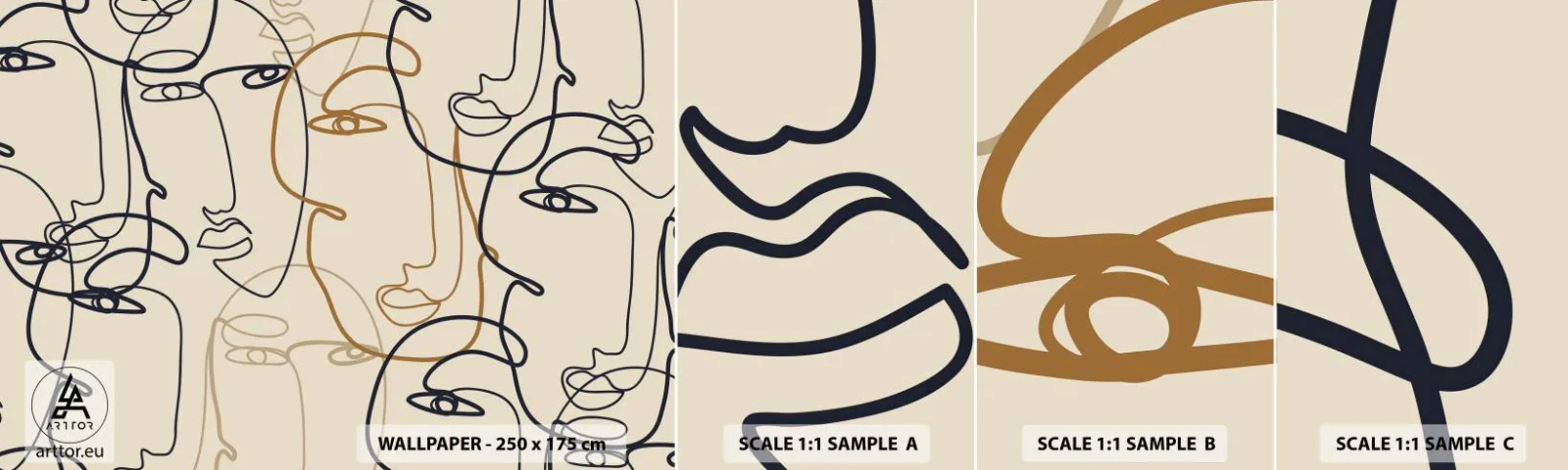 Fototapet Prøve Standard Eco - Portræt ganget med hinanden - Abstraktion, ansigt, Grafik - 100x30 cm