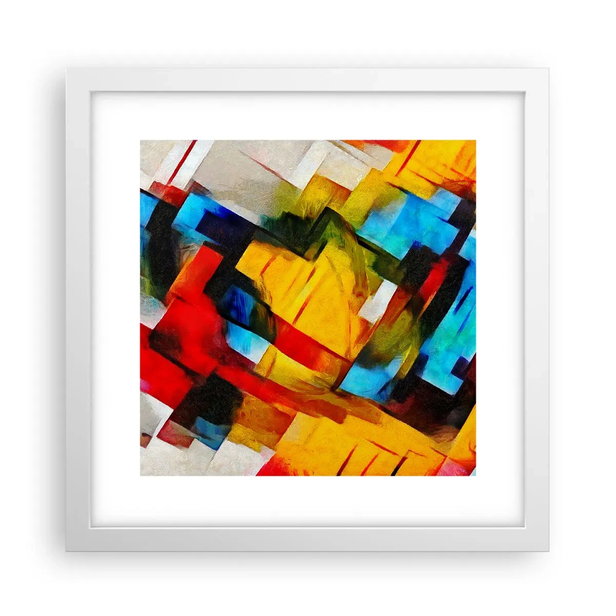 Plakat i hvid ramme - Flerfarvet lagdeling - 30x30 cm