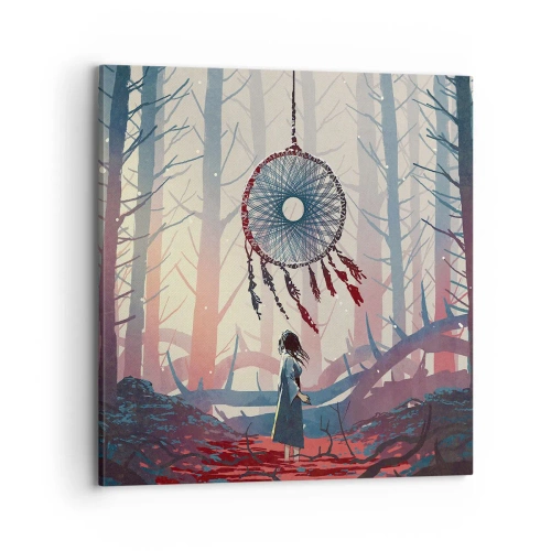 Lærredstryk - Billede på lærred - Det hemmelige ritual for lykke - 70x70 cm