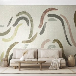 Fototapet Premium Canvas - Abstraktionens glade dans - Pastel, Minimalistisk, Lyse - 150x105 cm