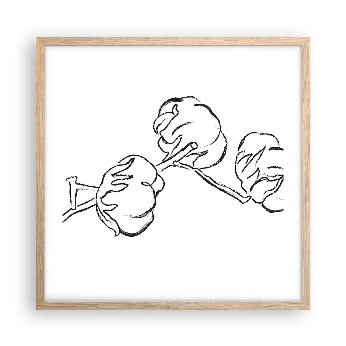 Plakat i ramme af lyst egetræ - Bomuld ned - 50x50 cm