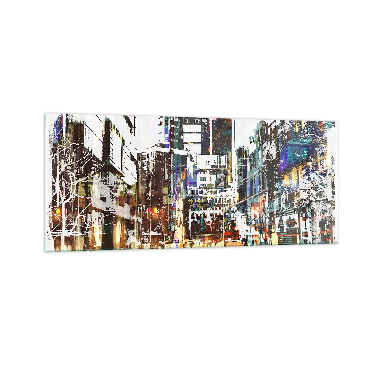Billede på glas - Flimrende by - 100x40 cm
