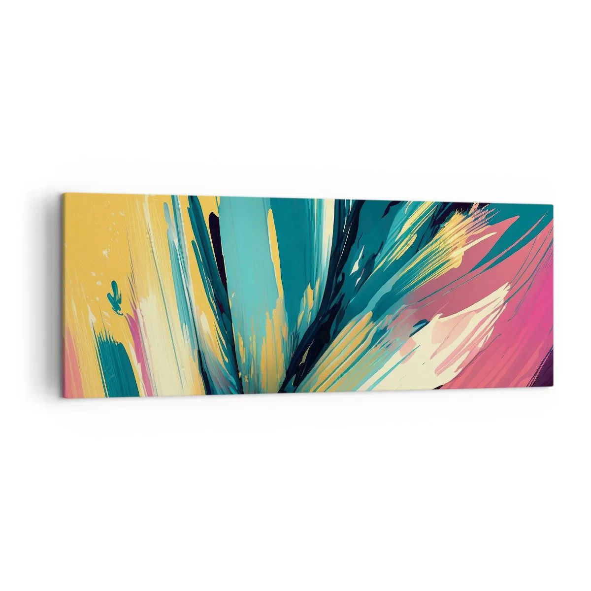 Lærredstryk - Billede på lærred - Komposition - en eksplosion af glæde - 140x50 cm