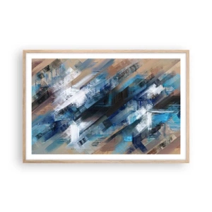Plakat i ramme af lyst egetræ - På en blå skråning - 91x61 cm