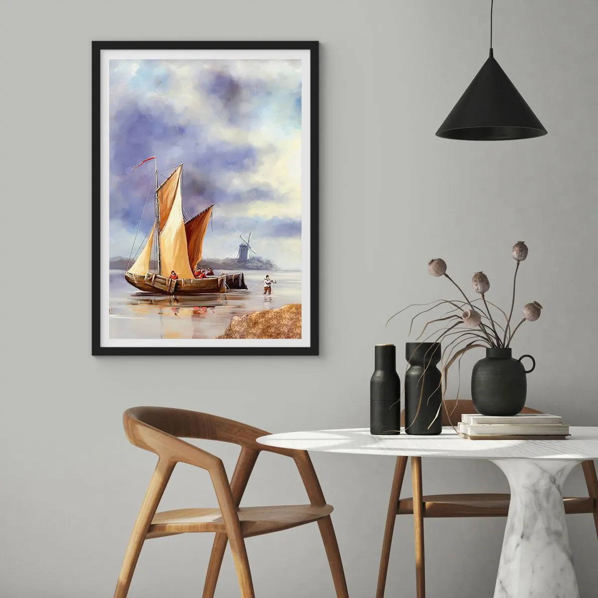 Plakat i sort ramme - Sømændenes tilbagevenden - 30x40 cm